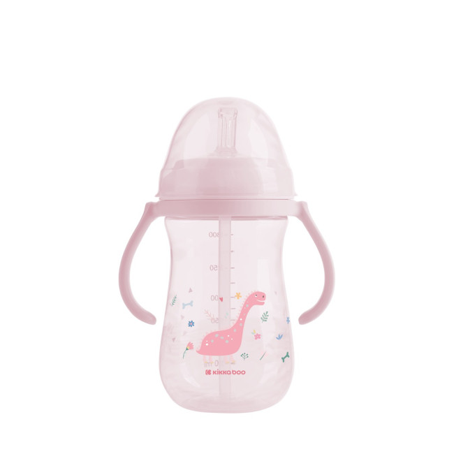 Kikka Boo PP Παιδικό Ποτήρι Με Καλαμάκι 300ml Dino World Pink